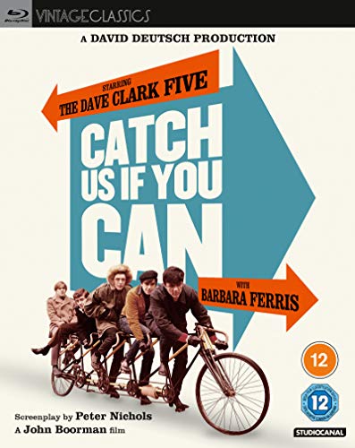 Catch Us If You Can" Blu-ray cover featuring a band on a bicycle.
