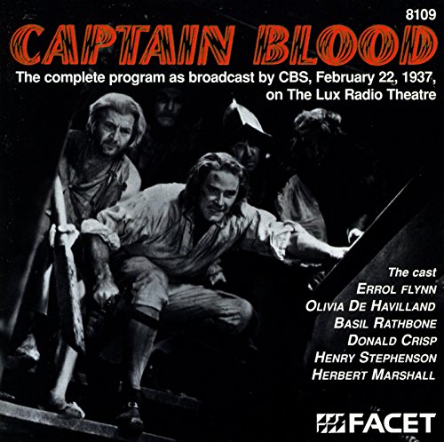 CD cover for “Captain Blood” radio drama featuring Errol Flynn and Olivia de Havilland.