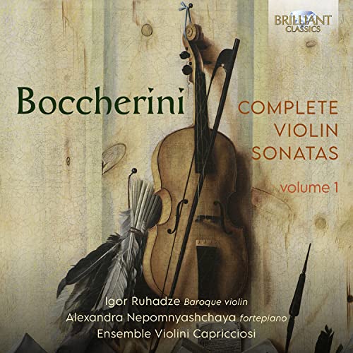 CD cover with violin and bows against a wooden background, featuring text.