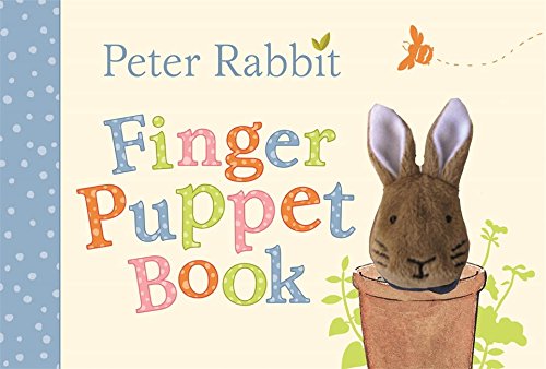 "Children's book cover featuring a brown rabbit finger puppet in a pocket."