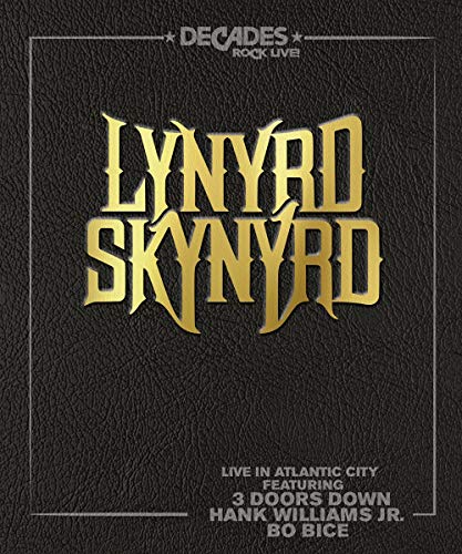"Blu-ray case with black cover, gold 'Lynyrd Skynyrd' logo, and featured artists listed below."