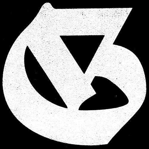 Black and white abstract design featuring a stylized letter "G".