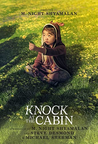 Movie poster for "Knock at the Cabin" featuring a young girl in a field.