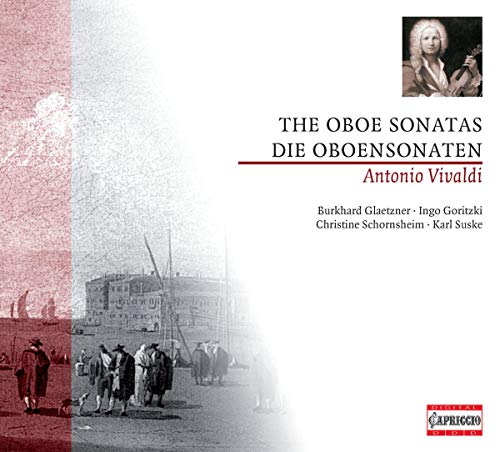 CD cover for Vivaldi’s “The Oboe Sonatas” with portrait and cityscape.