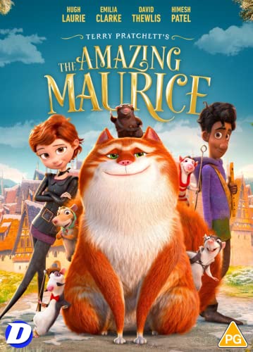 DVD cover for “The Amazing Maurice” featuring a cat and children.