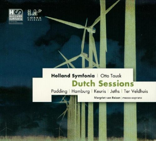 "CD cover featuring wind turbines against a dark blue background with text overlay."
