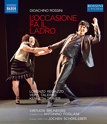 Blu-ray cover for Rossini’s “L’occasione fa il ladro” opera, featuring performers.