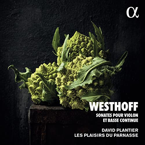 CD cover with a close-up of romanesco broccoli against a dark background.