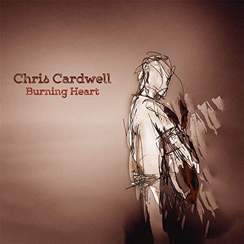 CD cover for Chris Cardwell’s “Burning Heart” with abstract portrait.