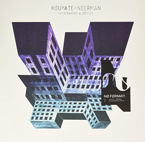Album cover for Kouyate-Neerman’s “Skyscrapers & Deities” featuring abstract building illustrations.