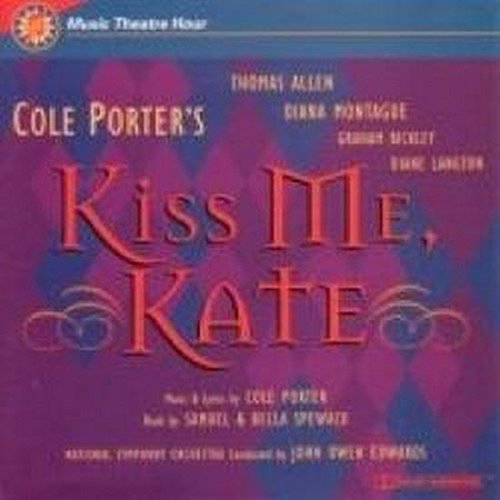 “Kiss Me, Kate” original cast CD cover with purple and red design.