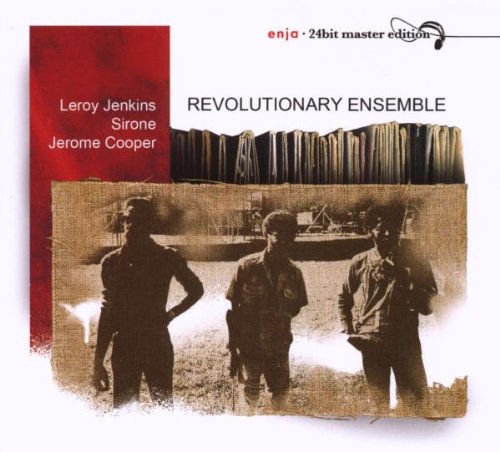 "Album cover featuring sepia-toned image of three men and vinyl records."