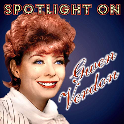 "CD cover featuring a smiling Gwen Verdon with red hair against a blue background."