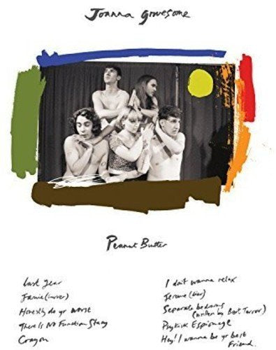 Black and white photo of five people, album cover for Joanna Gruesome’s “Peanut Butter.”