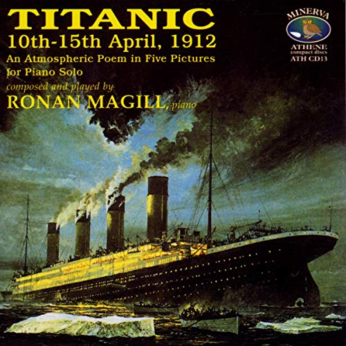 CD cover depicting the Titanic at sea with smoke and icebergs.