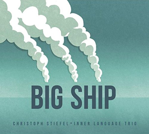 "Album cover with 'BIG SHIP' text, smoke illustration, on a teal gradient background."