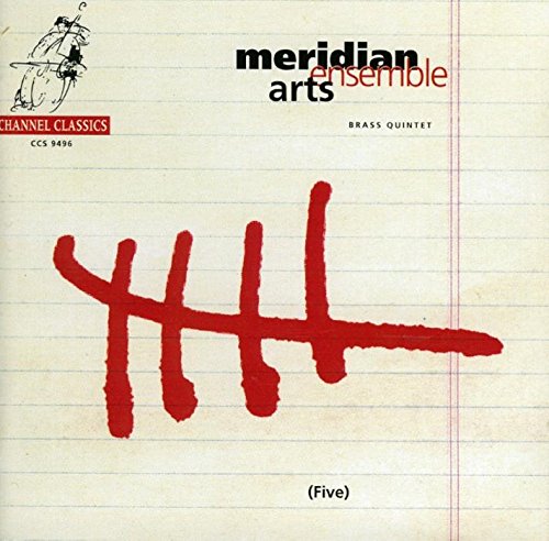 CD cover for Meridian Arts Ensemble's "Five" with red abstract art.