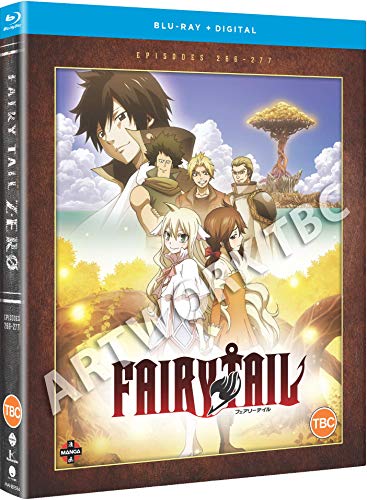 "Fairy Tail" Blu-ray cover featuring anime characters on a fantasy landscape background.