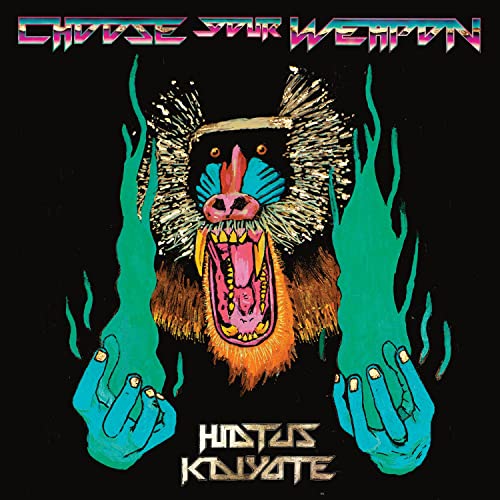 CD cover: baboon with glowing hands, neon text, black background.