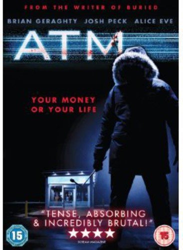 DVD cover for the film ATM featuring a hooded figure standing outside an ATM.