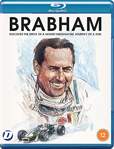 “Brabham” Blu-ray cover featuring a painted portrait of Sir Jack Brabham.