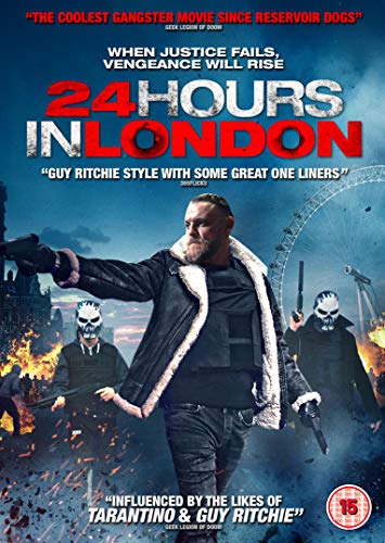 DVD cover for "24 Hours in London" showing a man holding a gun.