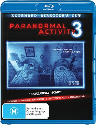 Paranormal Activity 3" Blu-ray cover with a dimly lit bedroom scene.