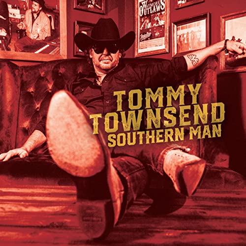 Tommy Townsend album cover featuring a man in a cowboy hat and boots.