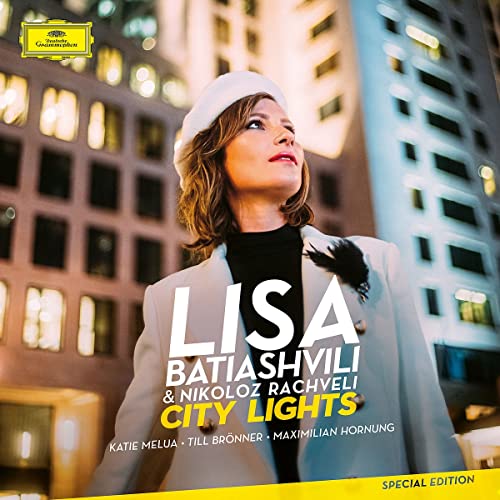 Album cover featuring violinist Lisa Batiashvili in a city setting.