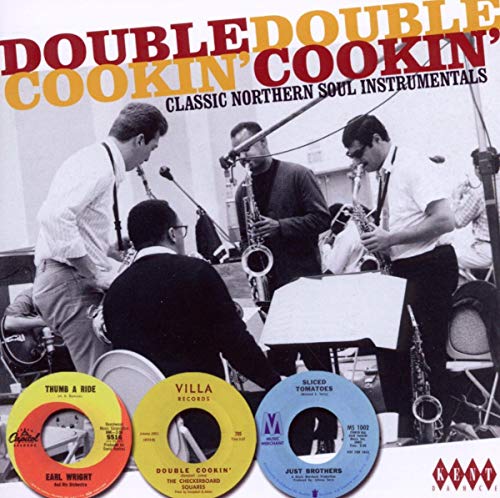 CD cover featuring a soul band and three vintage vinyl record labels.