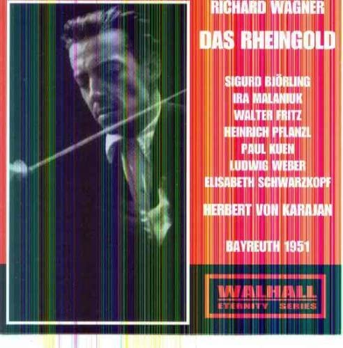 CD cover for Wagner’s *Das Rheingold* featuring Sigurd Björling and Herbert von Karajan.