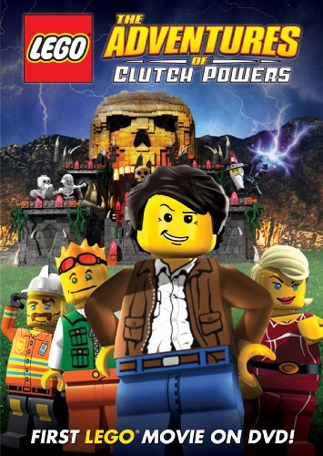 DVD cover featuring Lego characters and a skull-shaped building with lightning.