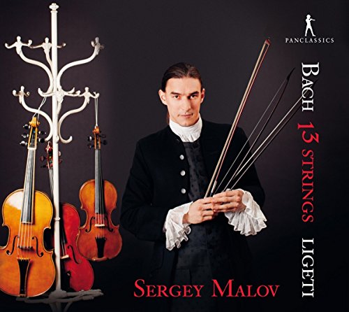 Sergey Malov with violins and bows, CD cover for "13 Strings.