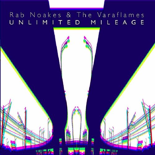 CD cover for Rab Noakes & The Varaflames’ “Unlimited Mileage,” abstract road image.