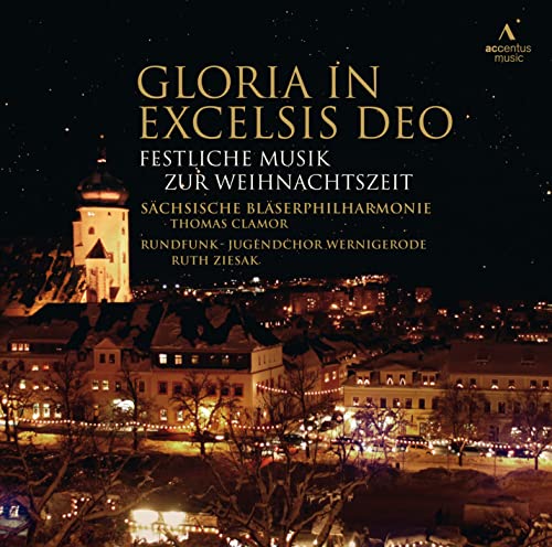CD cover: Illuminated church at night with text “Gloria In Excelsis Deo”.