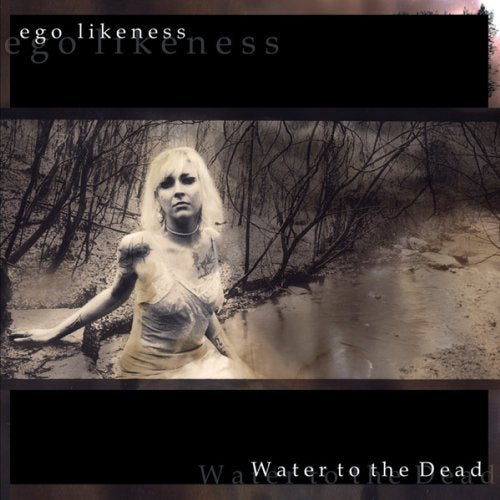 "Album cover with a woman standing in murky water, surrounded by bare trees."