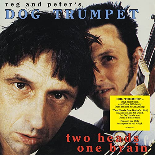 Album cover for Dog Trumpet’s “Two Heads One Brain” featuring two men.