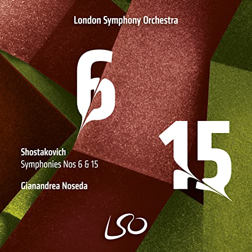 CD cover for Shostakovich symphonies 6 & 15, with large numbers.
