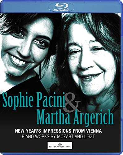 Blu-ray cover featuring portraits of pianists Sophie Pacini and Martha Argerich.
