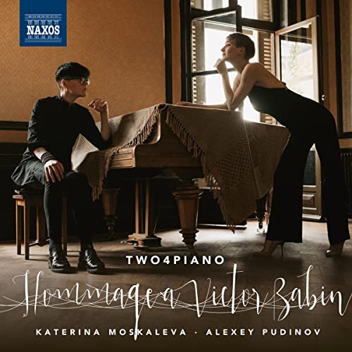 CD cover featuring two figures with a grand piano, titled "Hommage a Victor Babin".
