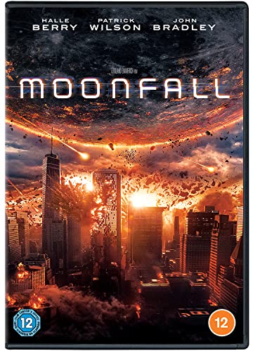 Moonfall" DVD cover with a city under attack from a fragmenting moon.