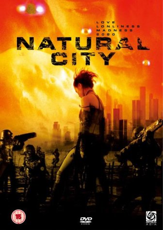 DVD cover art featuring a woman standing before armed soldiers in a fiery city.