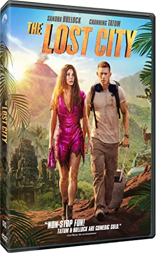 DVD cover for "The Lost City" featuring Sandra Bullock and Channing Tatum.
