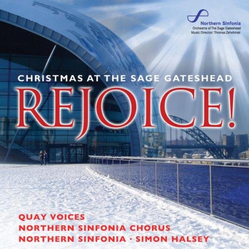 Christmas CD cover featuring The Sage Gateshead building with snowy ground and blue sky.