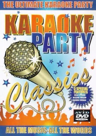 DVD cover for “Karaoke Party Classics” featuring a microphone and stars.