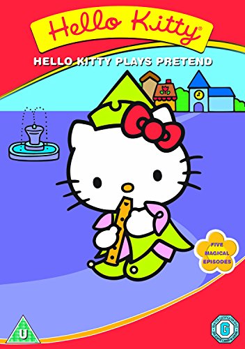 "Hello Kitty Plays Pretend DVD cover featuring Hello Kitty playing a recorder."
