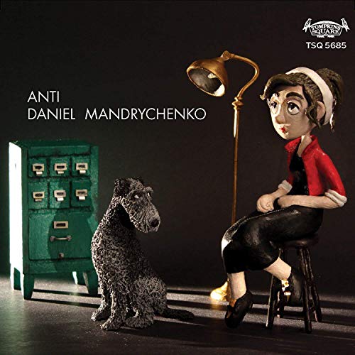 CD cover featuring a stylized illustration of a woman, dog, and cabinet.