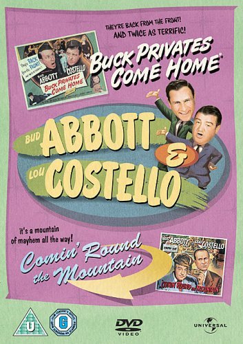 DVD cover for Abbott and Costello films "Buck Privates" and "Comin' Round the Mountain".