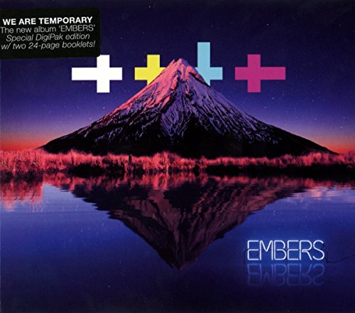 "Album cover featuring a mountain reflected in water, with four crosses above."