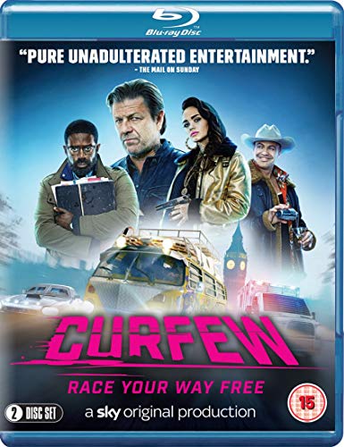 Curfew" Blu-ray cover featuring four people and a yellow vehicle.